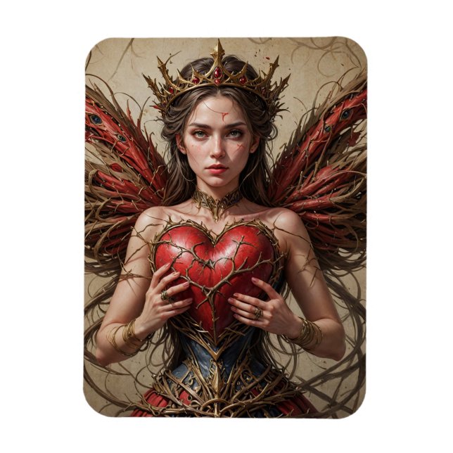 Fairy Red Heart Brambles Magnet (Vertical)