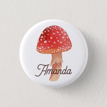 Fairy Red Mushroom. Woodland Fly Agaric. Amanita Button by RemioniArt at Zazzle