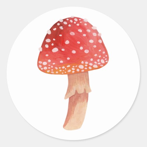 Fairy red mushroom Woodland fly agaric Amanita  Classic Round Sticker