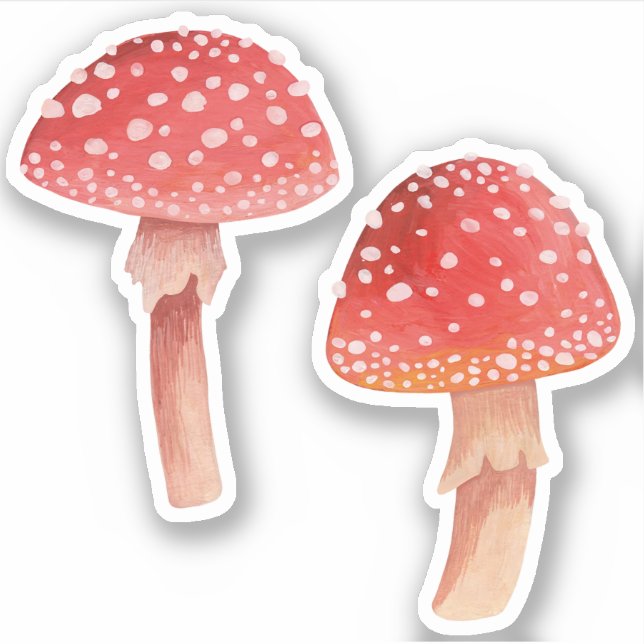 Fairy red mushroom. Woodland fly agaric / Amanita Sticker (Front)
