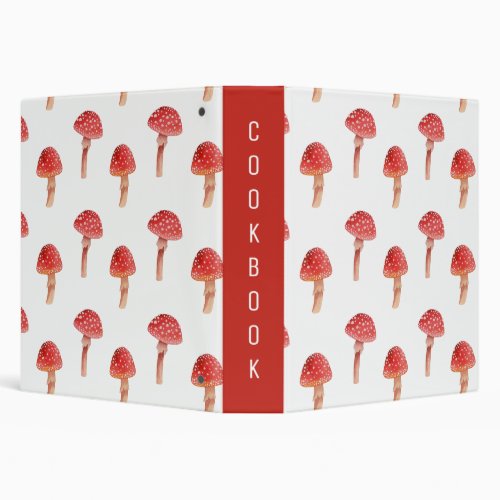 Fairy red mushroom Woodland fly agaric cookbook 3 Ring Binder