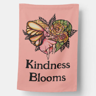 Fairy Roses Art Peach and Pink Fairies Garden House Flag