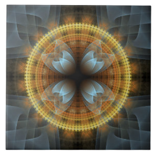 Fairy round fractal ornament ceramic tile