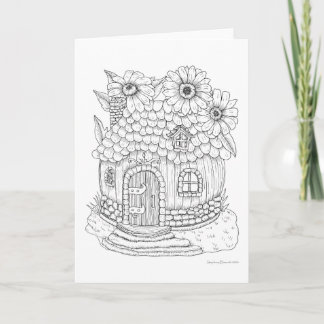 Fairy Round House Color It Yourself Blank Card