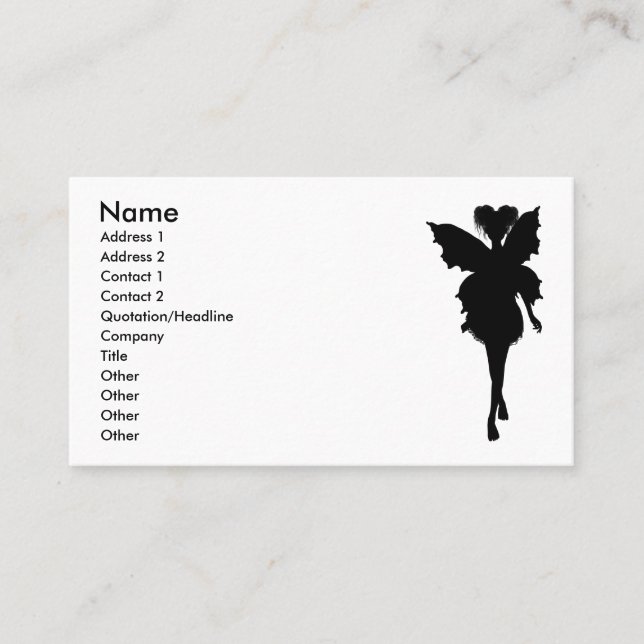 Fairy Silhouette Pose 27 Business Card (Front)