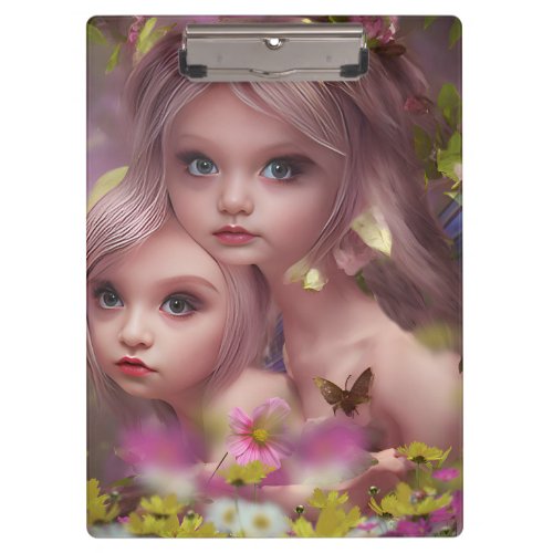 Fairy Sisters Amongst the Flowers in the Forest Clipboard