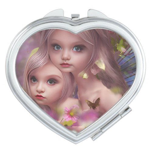 Fairy Sisters Amongst the Flowers in the Forest Compact Mirror