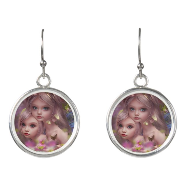 Fairy Sisters Amongst the Flowers in the Forest Earrings (Front)