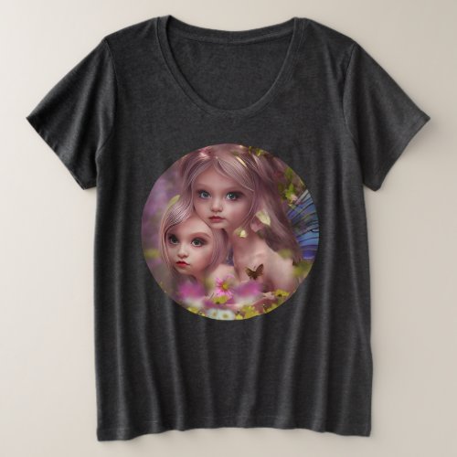 Fairy Sisters Amongst the Flowers in the Forest Plus Size T_Shirt