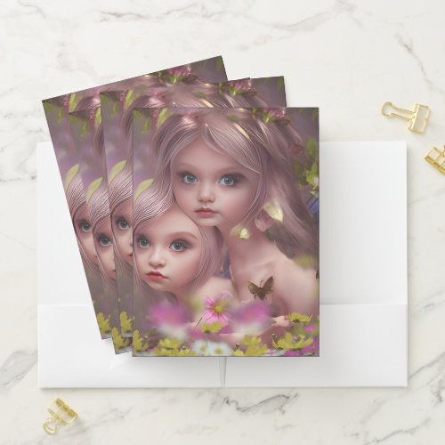 Fairy Sisters Amongst the Flowers in the Forest Pocket Folder