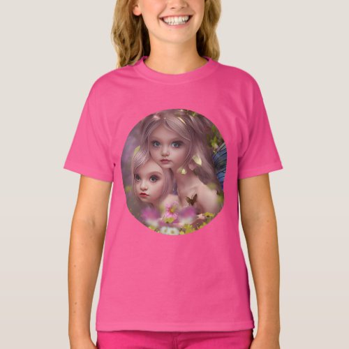 Fairy Sisters Amongst the Flowers in the Forest T_Shirt