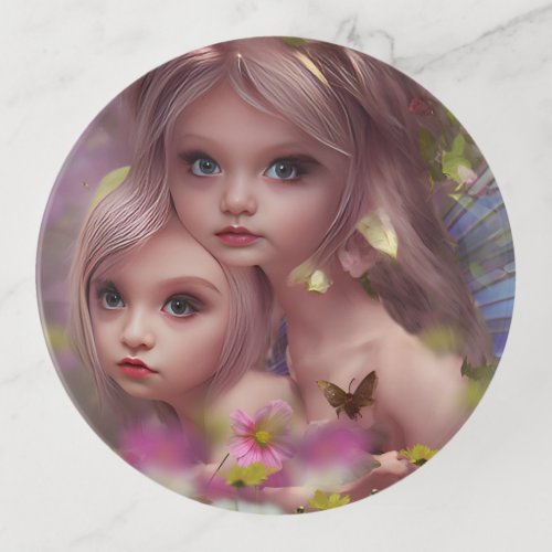 Fairy Sisters Amongst the Flowers in the Forest Trinket Tray