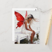 Fairy Sitting on a Dock With Her Feet in the Water