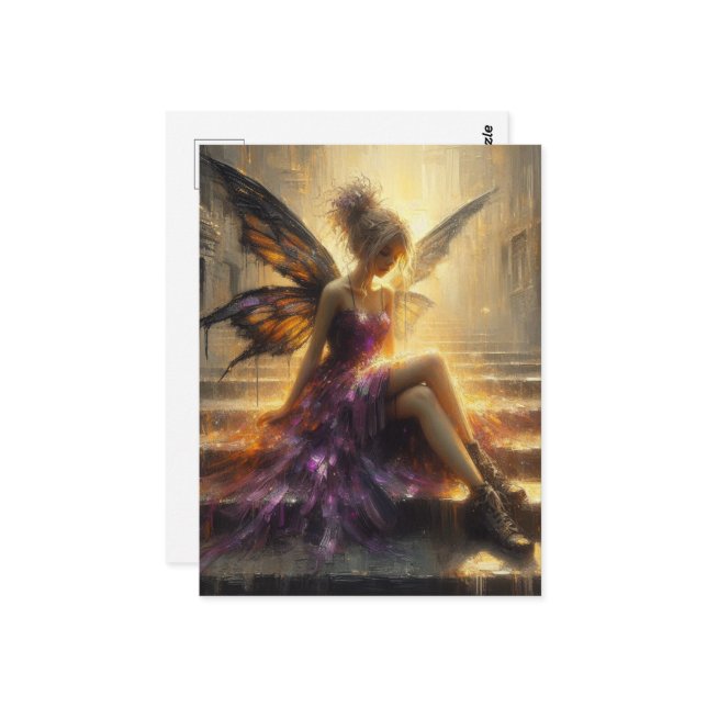 Fairy Sitting on Steps Postcard (Front/Back In Situ)