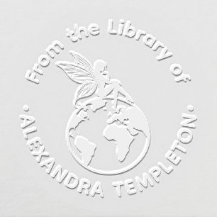 Fairy Sitting on Top of World #1 Library Book Name Embosser
