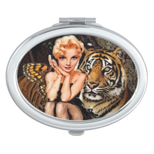 fairy sitting with tiger compact mirror
