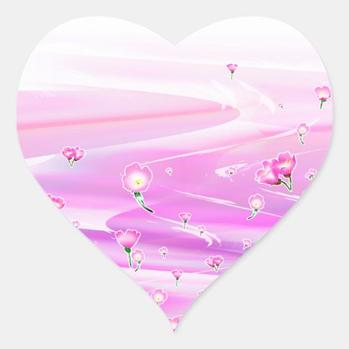 Fairy Sky River Spring Flower Heart Sticker