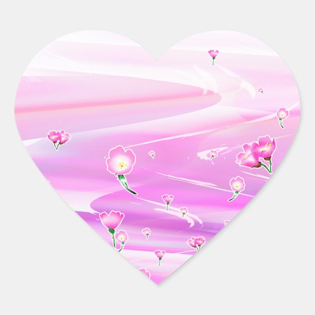 Fairy Sky River Spring Flower Heart Sticker (Front)