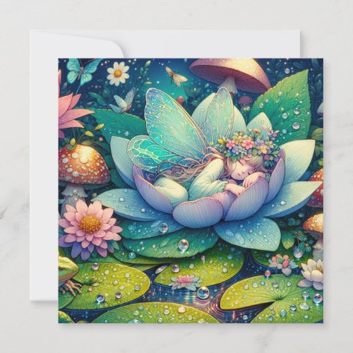 Fairy Sleeping on a Flower Blank Card