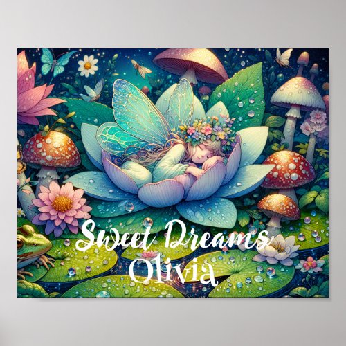Fairy Sleeping on a Flower Fairytale Personalized Poster
