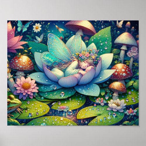 Fairy Sleeping on a Flower Fairytale Poster