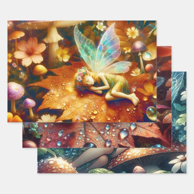 Fairy Sleeping on a Flower Personalized Wrapping Paper Sheets (Set)