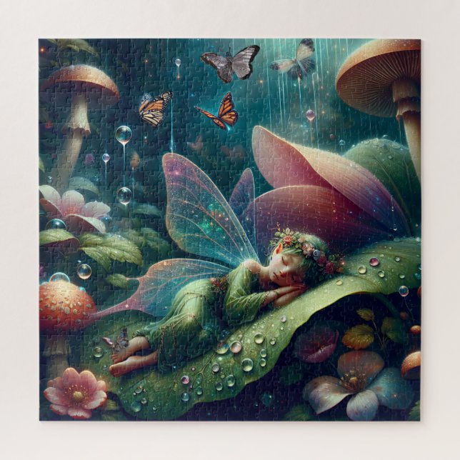 Fairy Sleeping on a Mushroom | Blank Jigsaw Puzzle (Vertical)