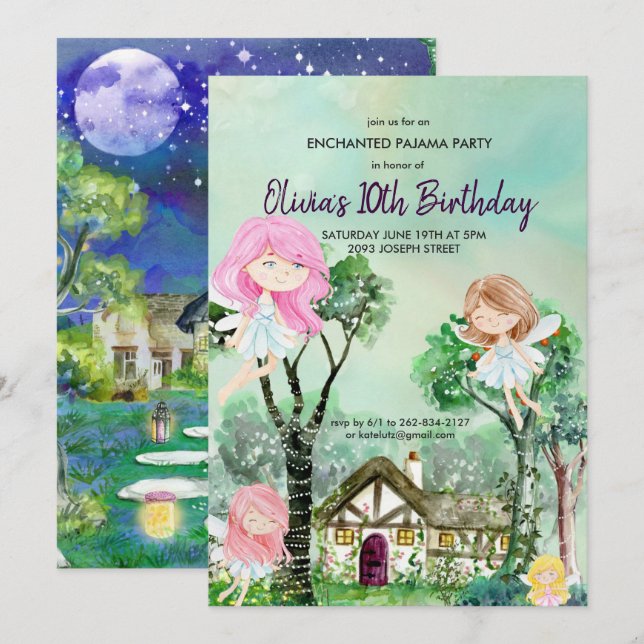 Fairy Slumber Party Pajama Birthday Invitation (Front/Back)