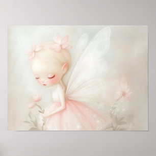 Fairy Smelling Flowers Poster