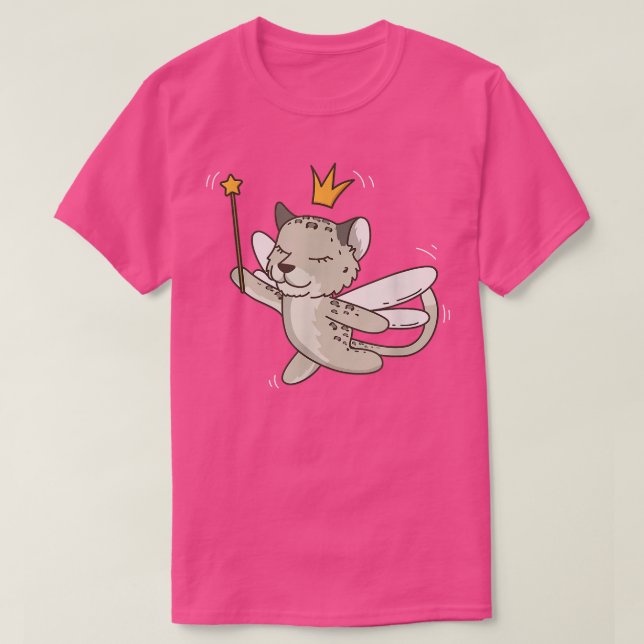 Fairy Snow Leopard Safari Mystical Animal Fairy Lo T-Shirt (Design Front)