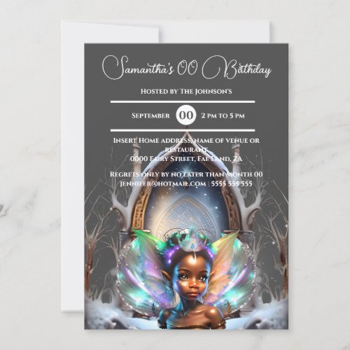 Fairy snow princess melanin enchanted portal invitation