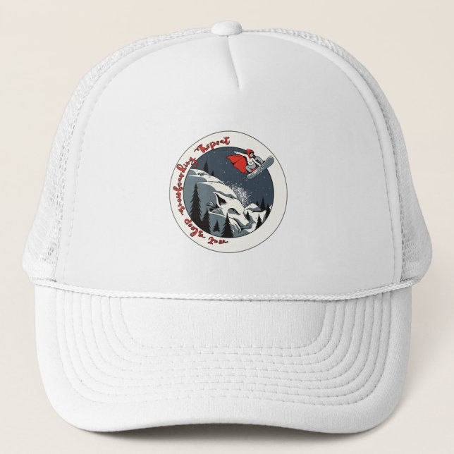 Fairy Snowborder ; Eat Sleep Snowboarding Repeat Trucker Hat (Front)
