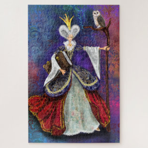 Fairy Sorceress With Owl Fantasy Puzzle Drawing