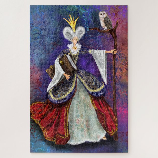 Fairy Sorceress With Owl Fantasy Puzzle Drawing (Vertical)