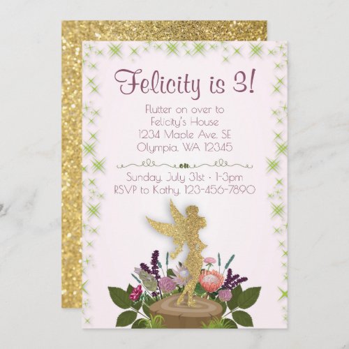Fairy Sparkly Floral Birthday Party Invitation