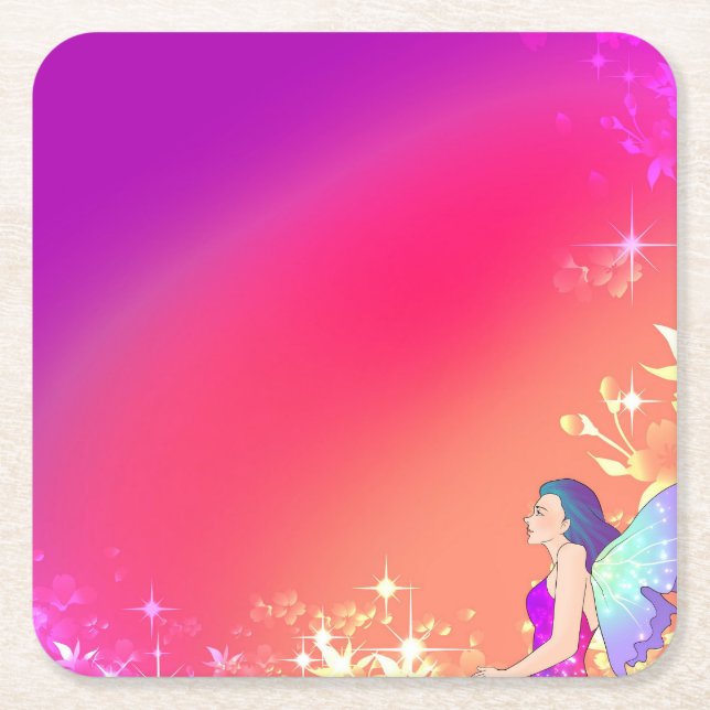 Fairy  square paper coaster (Front)