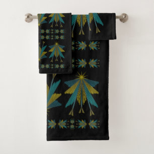 Fairy Stars Black Bath Towel Set