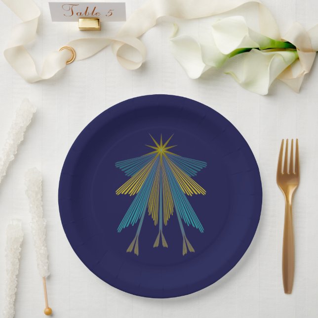 Fairy Stars Navy 9" Paper Plate (Wedding)
