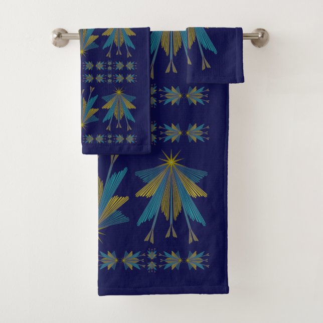 Fairy Stars Navy Bath Towel Set (Insitu)