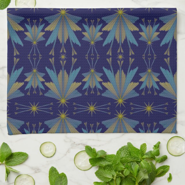Fairy Stars Navy Kitchen Towel (Folded)