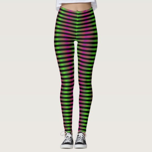 Fairy Stripe Evil Witch Green and Purple Gradient Leggings