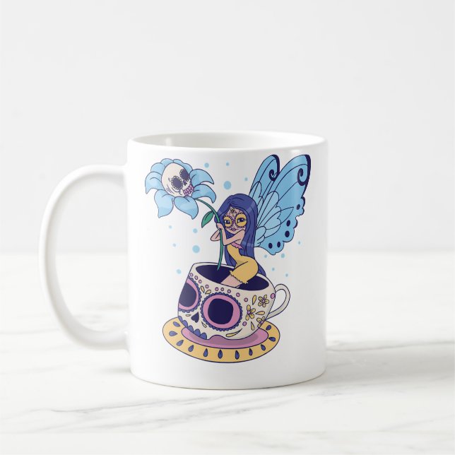 Fairy Sugar Skull Mug Butterfly Tea Pot Witch Magi (Left)