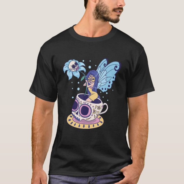 Fairy Sugar Skull Mug Butterfly Tea Pot Witch Magi T-Shirt (Front)