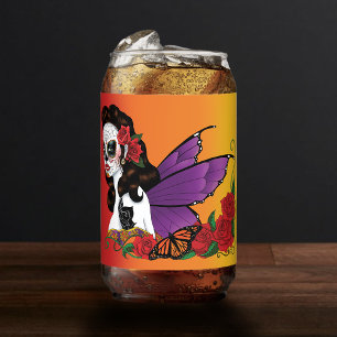 Fairy Sugar Skull Purple Wings Roses Sunset Can Glass
