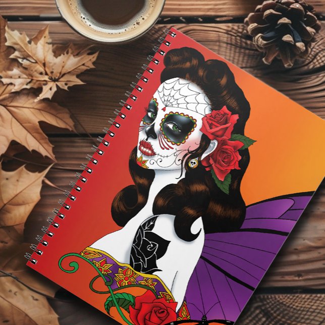 Fairy Sugar Skull Purple Wings Roses Sunset Notebook (Creator Uploaded)