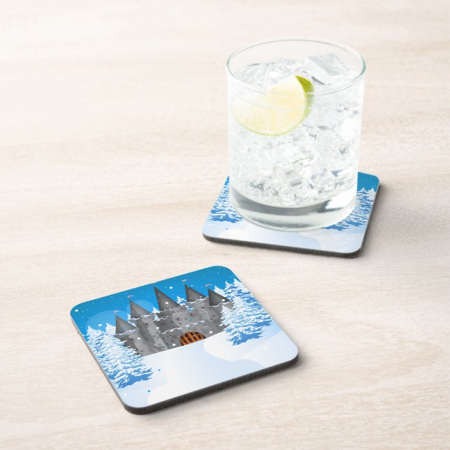 fairy-tail castle Winter Drink Coaster (Right Side)