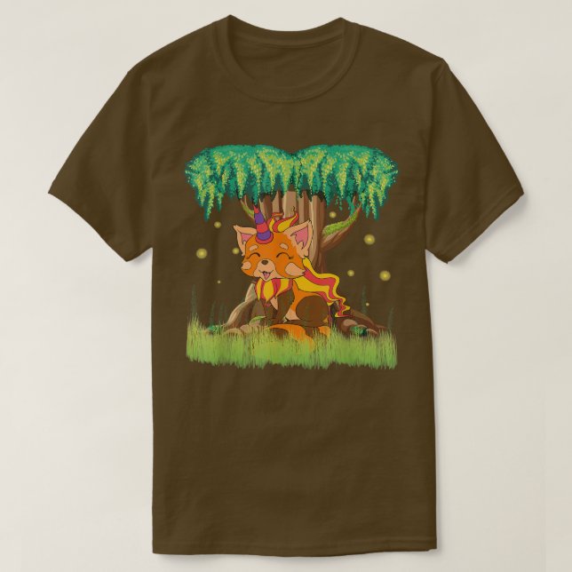 Fairy Tale Animal Red Pandacorn Magical Unicorn Re T-Shirt (Design Front)