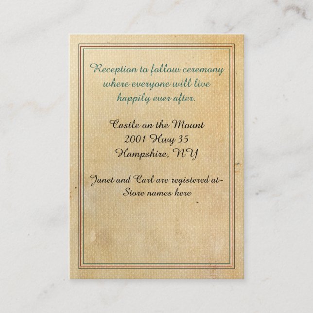 Fairy Tale Antique Look Wedding Information Enclosure Card (Front)