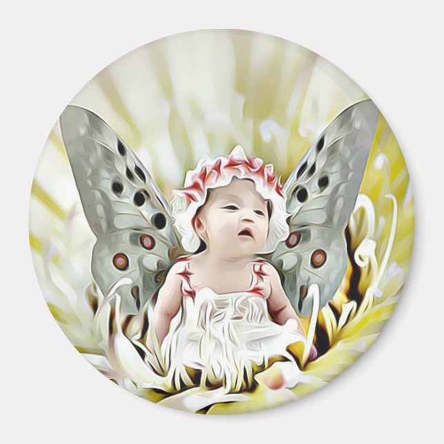 Fairy Tale Baby Girl with Wings Magnet (Front)