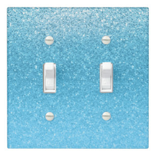 Fairy Tale Blue Faux Glitter Glamour Elegant Light Switch Cover
